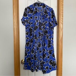 Lane Bryant Short Sleeve Button Front Floral Kimono Tunic Size 14/16 Petite